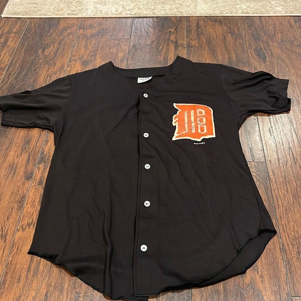 Vintage 91 Velva Sheen tag DETROIT TIGERS USA BASEBALL SHIRT SIZE L made in USA